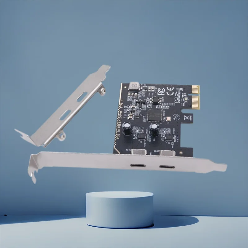 Tarjeta PCIE USB C adicional PCI Express X1 a 2 puertos tipo C 5Gbps USB3.2 GEN1 tarjeta de expansión USB-C Hub adaptador controlador para escritorio
