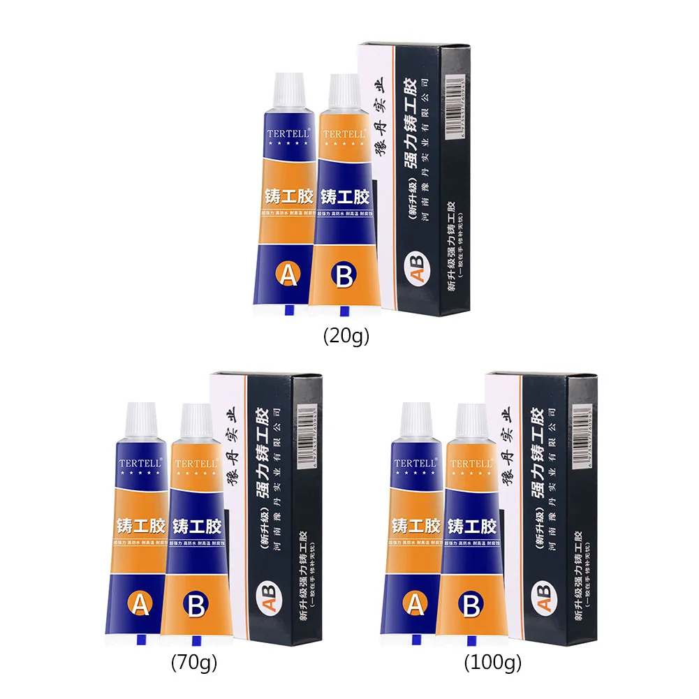 100/70/20g Industrial Repair Glue Metal A & B Adhesive Gel Casting Tool Heat Resistance Cold Welding Repair Glue