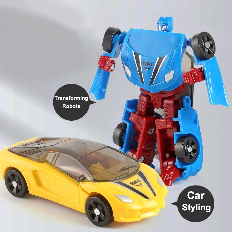 HOT SALE Children\'s Transforming Toy Car & Robot 2 In 1 Mini Manual Deformation Car Toy Pocket Robot Model Boy\'s Birthday Gift