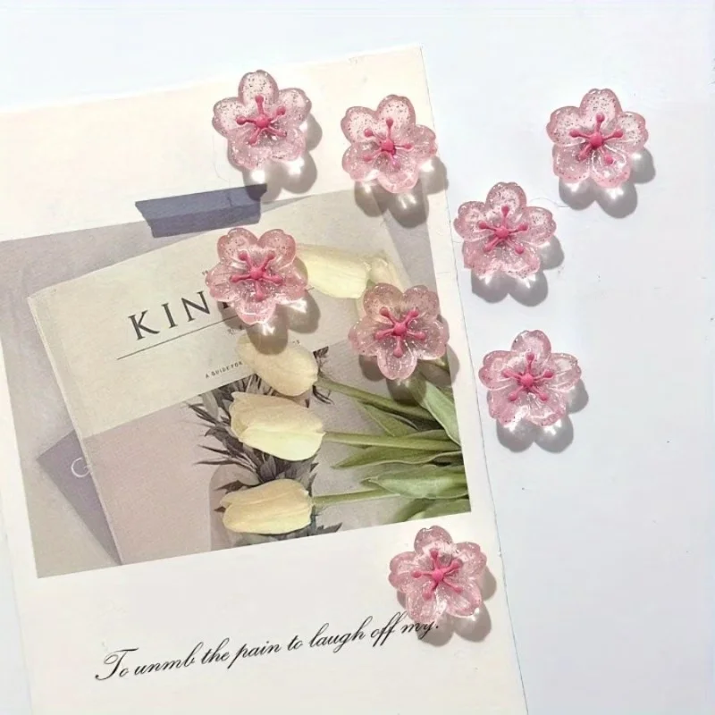 10 Pieces of Pink Cherry Blossom Fridge Magnets, Cute Decorative Magnets, Fridge Magnets, Office Whiteboard, Kitchen Decoration