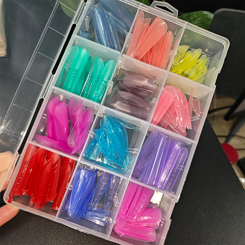 288 szt. Kolorowe Formy do Paznokci Wielokrotnego Użytku, Sztuczne Paznokcie, Żel UV, Szybkie Budowanie, Forma Kwadratowa, Trumienka, Migdał, Forma do Przedłużania Paznokci