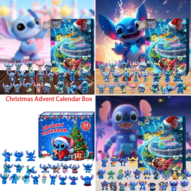 

Kawaii Anime Figures Blind Box Xmas Gift Boy Girl Toy Stitch Christmas Advent Calendar Box Accessories Lilo&stitch Model Doll