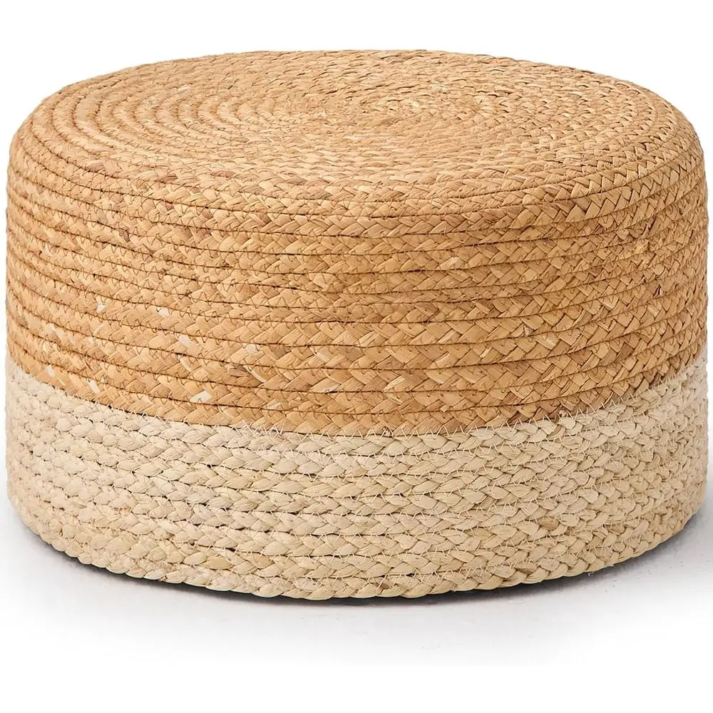 

Round Pou Ottoman, Natural Hand Knitted ootrest Poo, Rustic Lounge Poue, Boho Pous oot Stool, Accent Table or Seat (Natural Wate