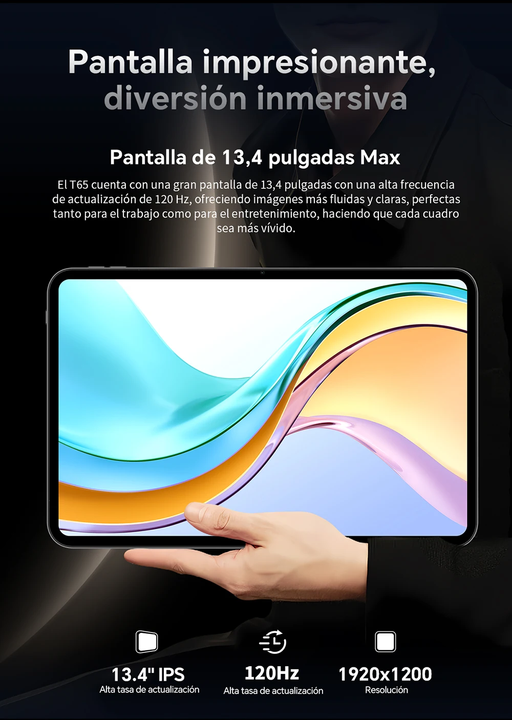 Teclast T65 Android 16 Tablet 120Hz Unisoc T7280 13.4'' Tddi, (8Gb+12Gb)20Gb Ram, 128Gb Rom, 8-Core Tablets, Mali-G57, 1920X1200, 8000Mah, 4g Volte, Wifi, Gps, 13Mp+5Mp
