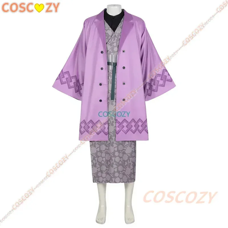 أزياء أنيمي التأثيرية Shinazugawa Genya أزياء تنكرية أرجواني كيمونو حفلة الهالوين الزي S-2XL التقاط الهزلي للرجال الزي