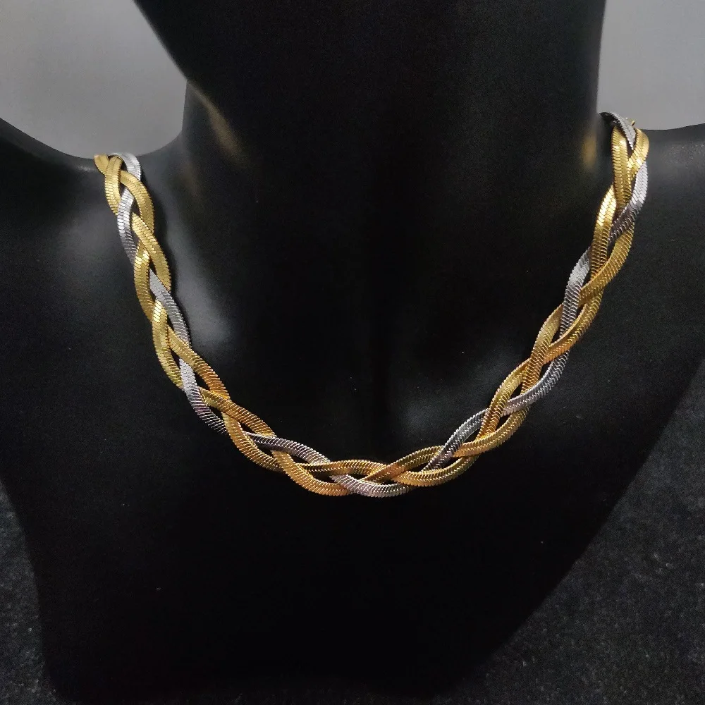 DIY accessories Stainless steel, three-layer blade chain, hand-woven necklace, vacuum electroplating color retention, can be ord