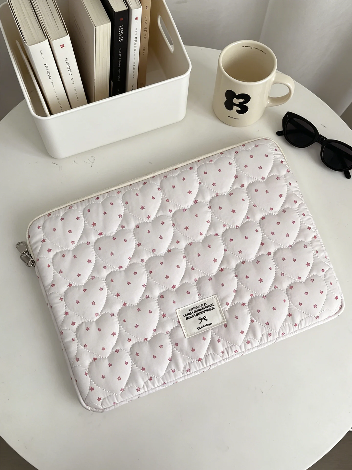 Urocza koreańska torba na laptopa z wzorem serca, puchowa, ochronna etui na notebooka/tabletu 11/13.3/14/15/15.6/16 cali — zdjęcie produktu 4