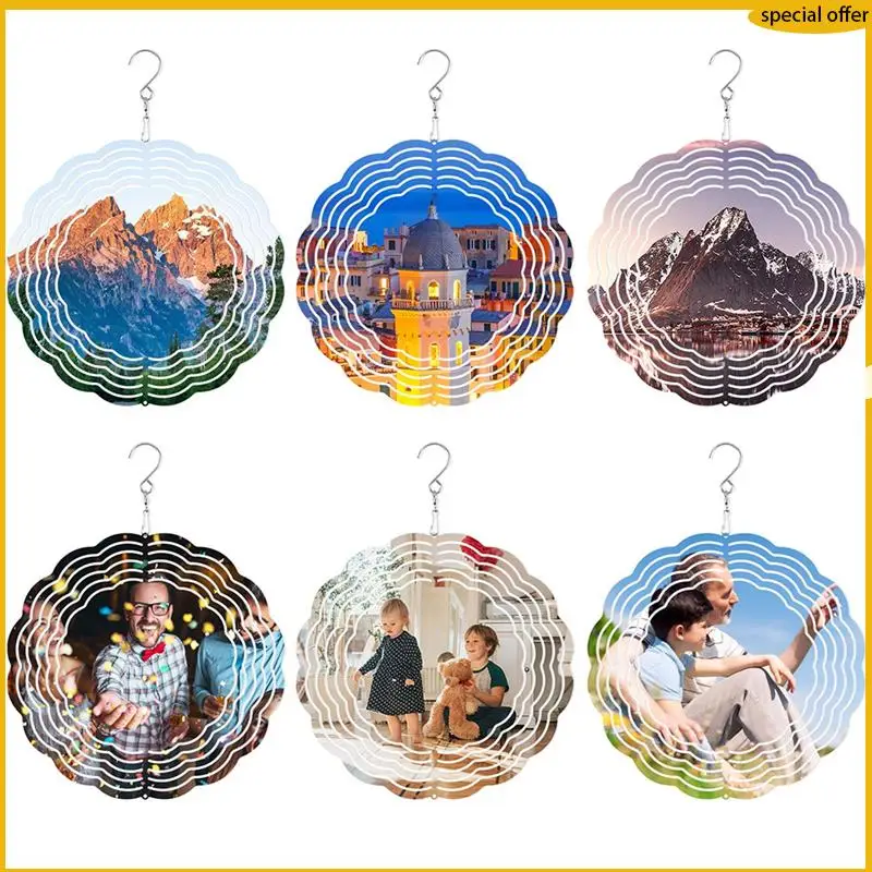

A50I 12 Piece 8 /3Inch Sublimation Wind Spinner Blanks Wind Spinners Hanging Wind Spinners For Indoor Outdoor Garden Decoration