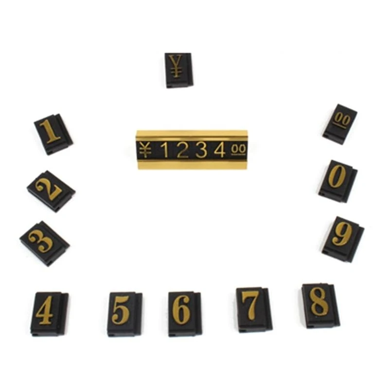 Gold Number Price Tag Signs 20Sets Arabic Numerals Together Price Cube for Shopping Mall Storage Price Label