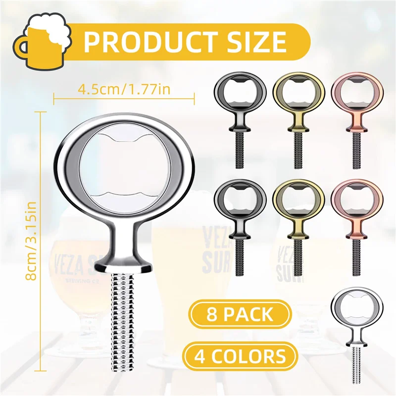 8 Pack Metal Bottle Opener Kits Stainless Steel Bottle Opener Insert DIY Bottle Opener Hardware Flat Bottle Opener