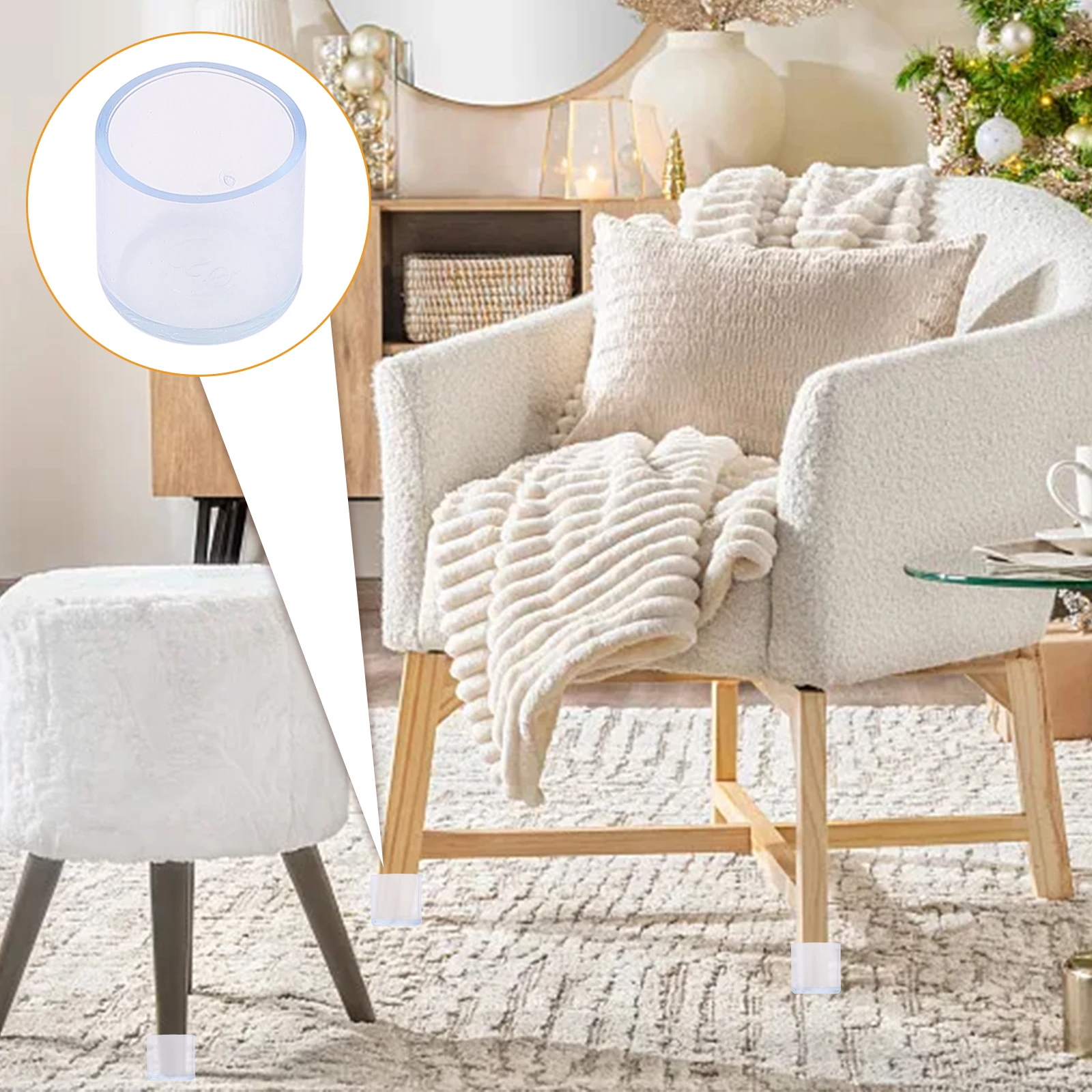 16pcs Table Chair Foot Covers Furniture Foot Pads Silicone Stools Foot Covers Anti Slip Multi Functional Reducing Mobile Noise