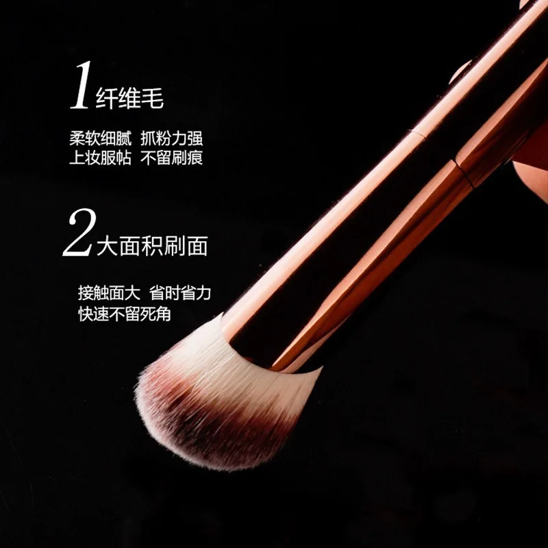 Hourglass Wool Fiber Makeup Brushes Metal Handle Long Handle Oblique Foundation Makeup Brush Concealer Brush Female Makeup Tools