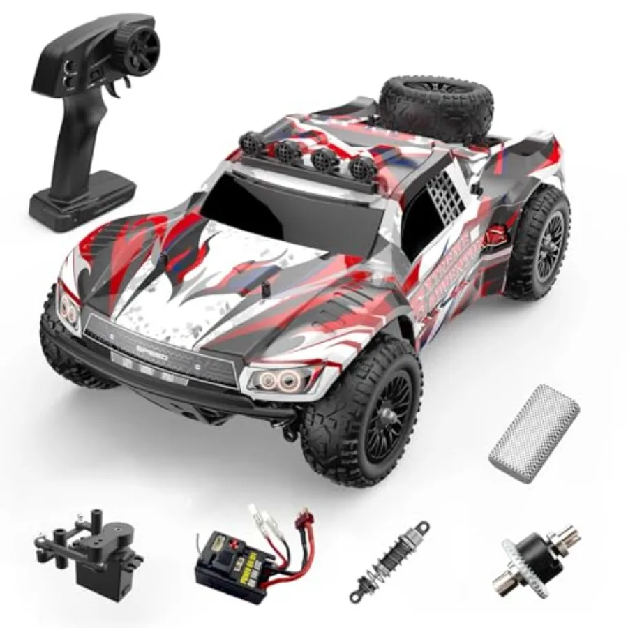 

1:10 Large Fast RC Truck 48km/h 4x4 Off-Road Monster Truck with LED Lights All Terrain Hobby Grade Remote Control Car in Black