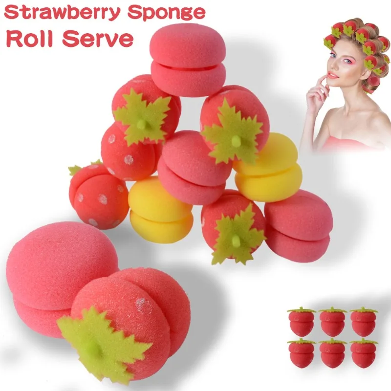 

Lazy Sleep Curly Hair Sponge Balls Strawberry Shaped Soft Curlers, Gentle No Damage Hair Curling Accessories for All Hair Types