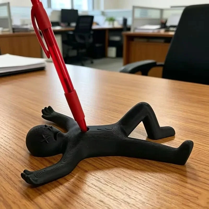 Creative Stick Figure Pen Holder 3D Printed Desktop Pen Stand Office Desk Decor Novelty Stationery Organizer Gift