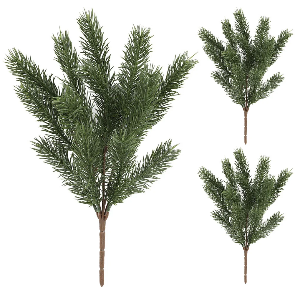 

3Pcs Simulated Pine Branches Faux Needles Winter Holiday Decoration DIY Craft Supplies Artificial Pine Needle Branch