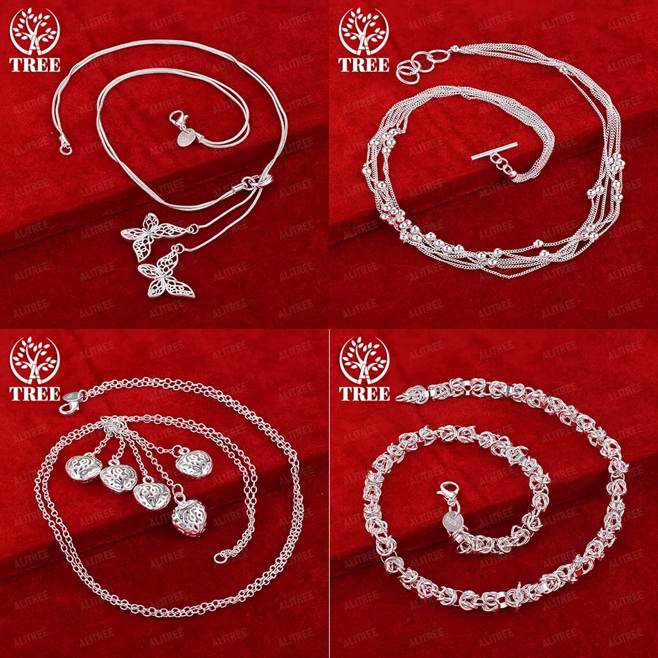 

Luxury 925 Sterling Silver Beads Butterfly Heart Keel Chain Necklace For Women Men Party Birthday Trend Jewelry Accessories