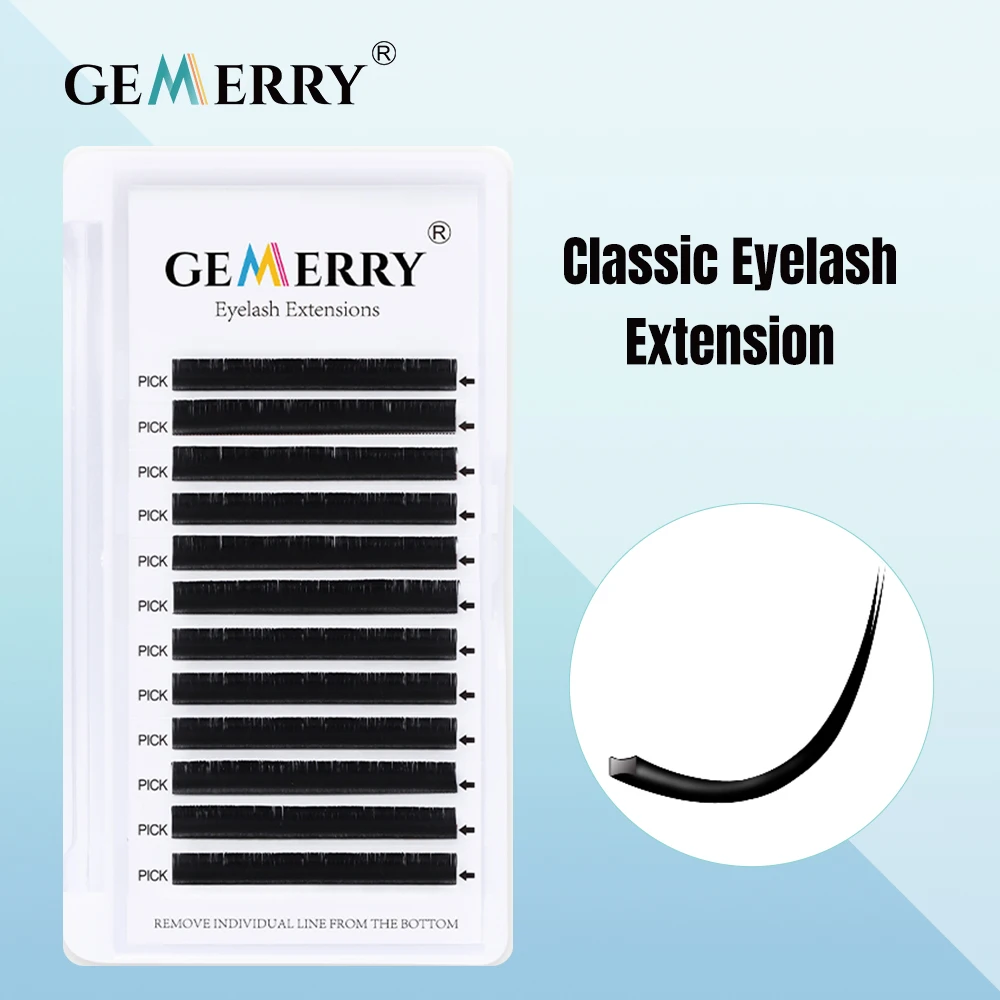 

GEMERRY Ellipse Flat Eyelash Extension 0.2mm D Curl Silk Volume False Split Tips Individual Lashes Extensions Supplies Makeup