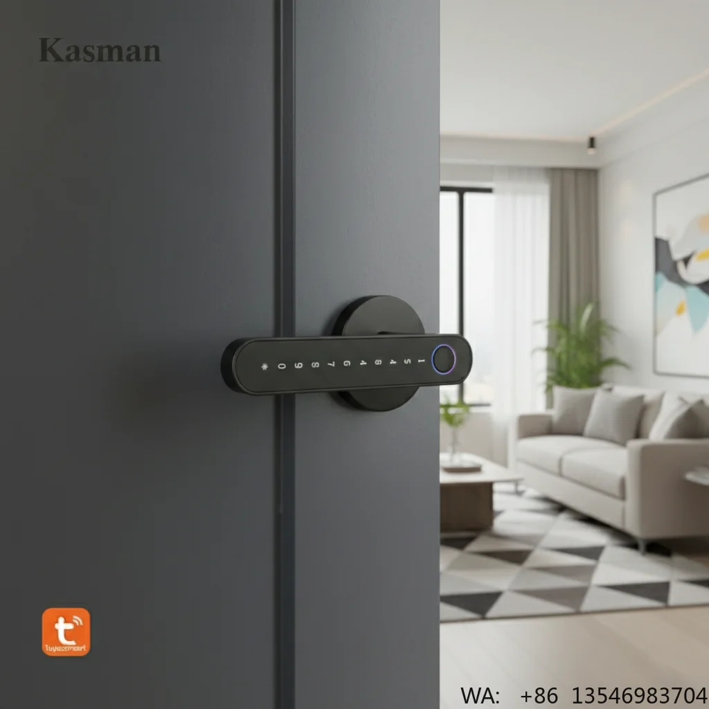 

Kasman SOURCE PRICE Smart Door Handle Lock Latest Indoor Room Finger Print Password Digital Door Lock