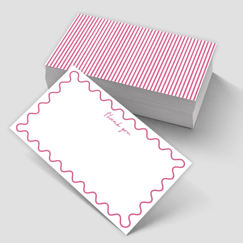 50pcs Simple Fresh Style Greeting Cards, 6 Color Options, Striped Wave Design, Blank Wedding Birthday Party Thank You Cards