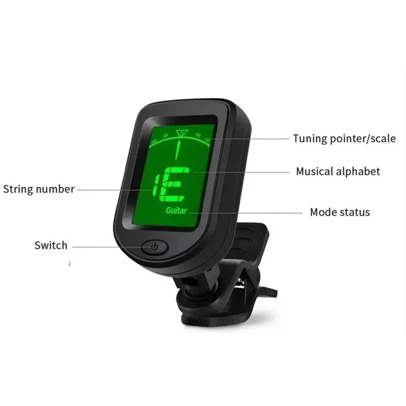 No Battery Bass Ukulele Violin Mandolin Banjo Guitar Tuner For All Instruments Clip on Electronic Tuner LCD Digital