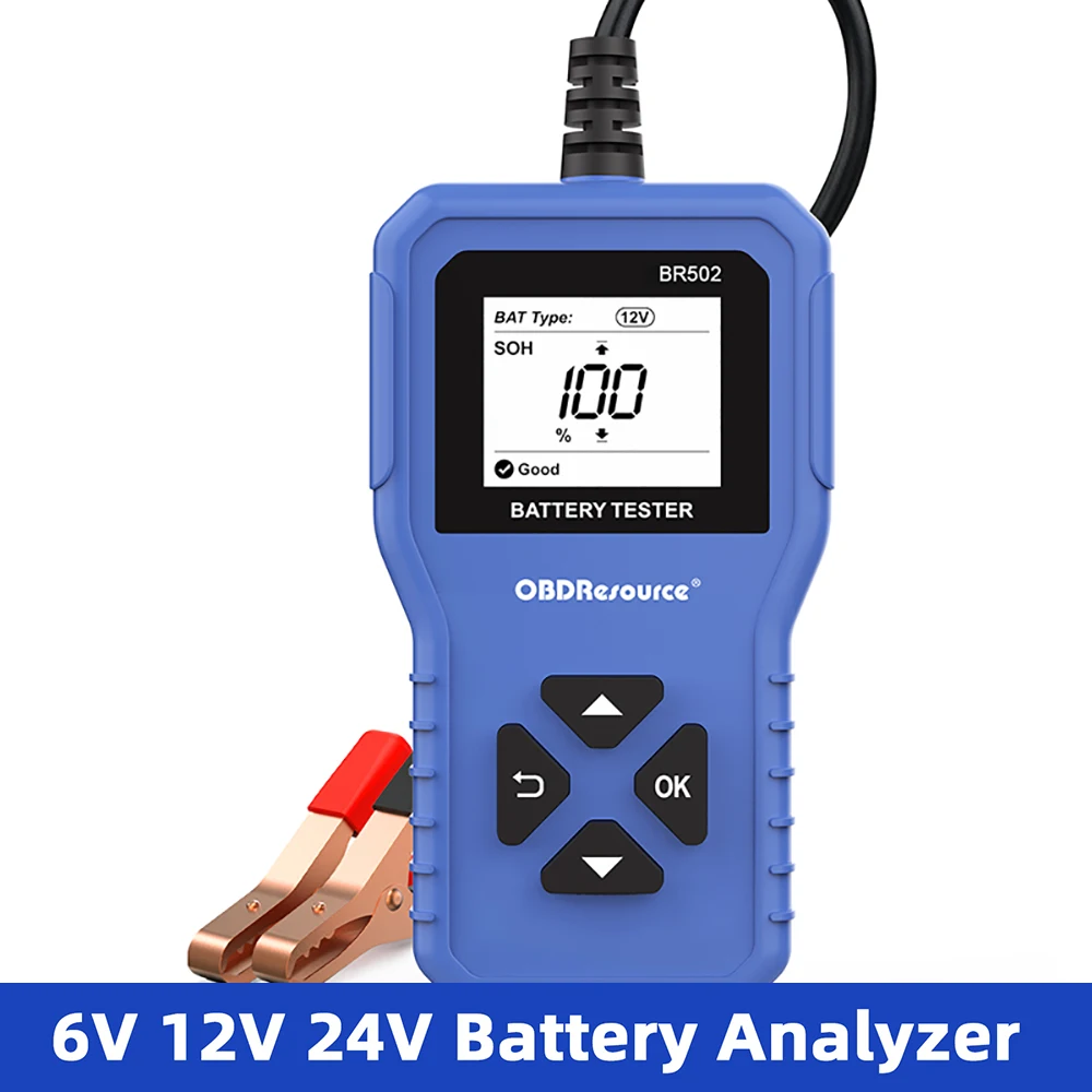 Tester akumulatora samochodowego OBDResource 6V 12V 24V BR502 System baterii wykrywania narzędzia do analizatora dla akumulatorów samochodowych