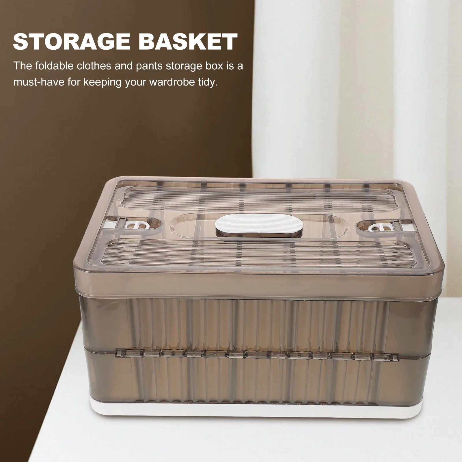 

Wardrobe Clothes Organizer 7 Grids Foldable Storage Box For Clothing Transparent Lid Plastic Container Drawer Organizers