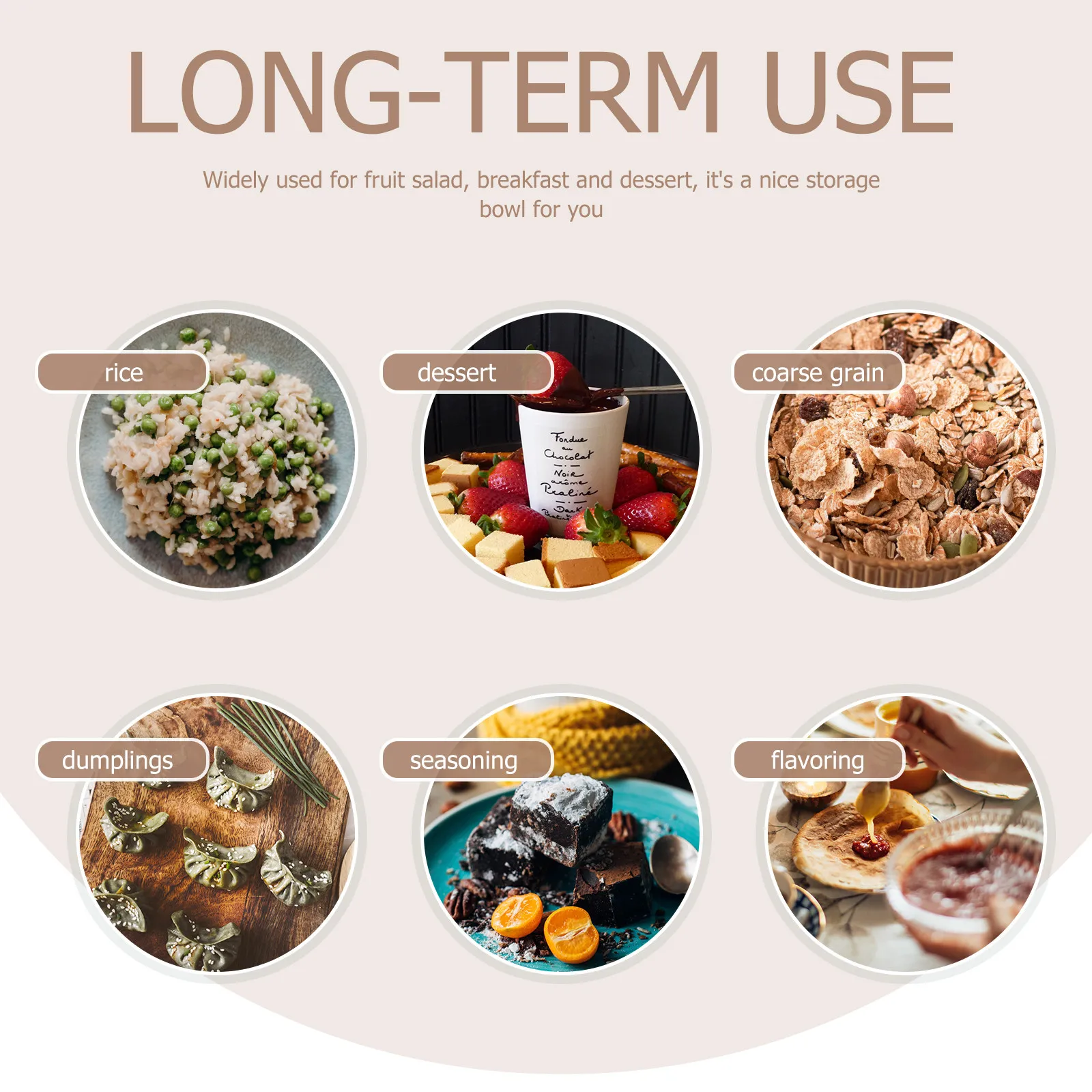 

Круглая миска из натурального дерева для риса, износостойкая деревянная салатница, идеально подходит для фруктов, закусок, супов, многофункциональная емкость для хранения продуктов