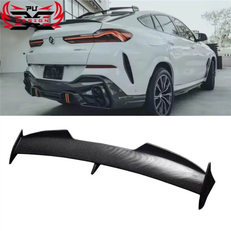 For BMW X6 G06 2019-2024 FD Style Root Spoiler Wing Carbon Fiber Body Kit Rear Spoiler Wing