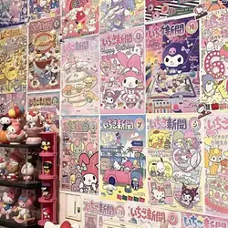 Kawaii Sanrio Poster Pretty Cartoon Anime Hello Kitty My Melody Cinnamoroll Kuromi Creative News Monthly Y2K Girls Room Decor