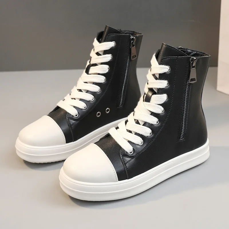 Patent Leather Classic Casual Shoes 2024 Sneakers Spring Zipper Convenient Plus Size Women's Shoes Leather Walking Shoes Female