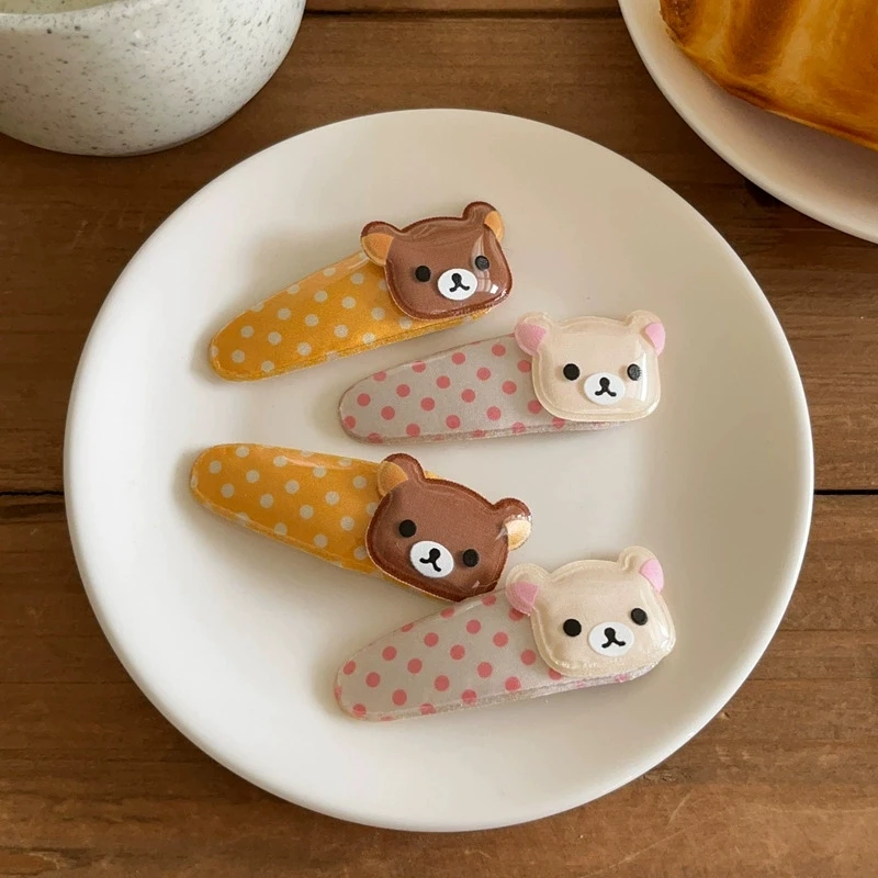 BB Kawaii Rilakkuma Bangs Side Clip Cartoon Cute Wave Point Hair Clip Lazy Bear Angel Winged Versatile Hairpin Birthday Gifts