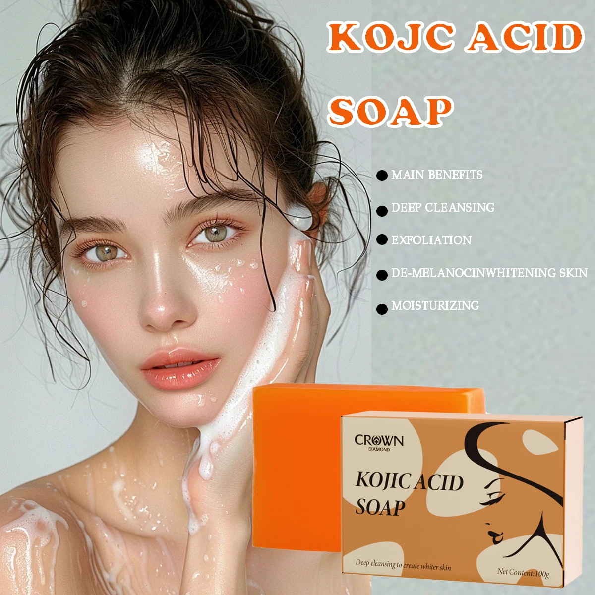 

Kojic Acid Soap Turmeric Bar with Vitamin C Face Wash Deep Cleaning Skin Lightening Soap Oil Control Moisturizing Skin Care