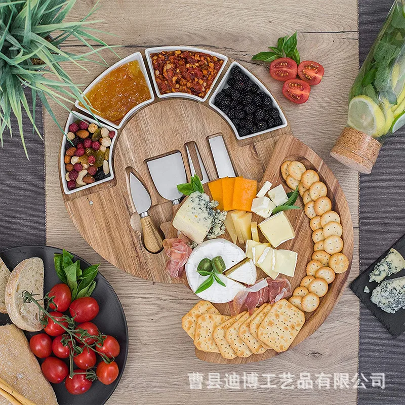 

Rotatable Cutting Board Round Cooked Cheese Cheese Cutting Board Multi-functional Afternoon Tea Dessert Cutting Board
