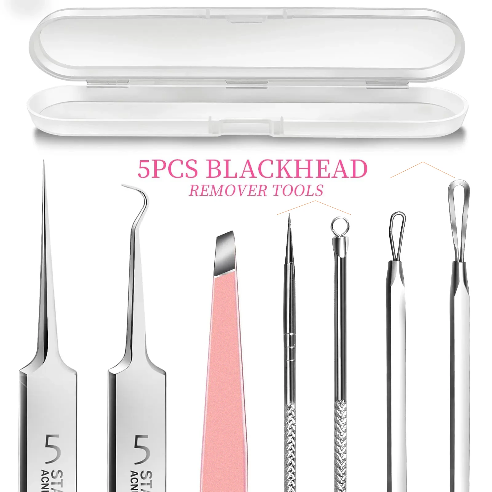 مجموعة أدوات بوبر للمراهقين مكونة من 5 قطع وأدوات إزالة الرؤوس السوداء، ملاقط شعر داخلية، مستخرج الرؤوس السوداء الاحترافي