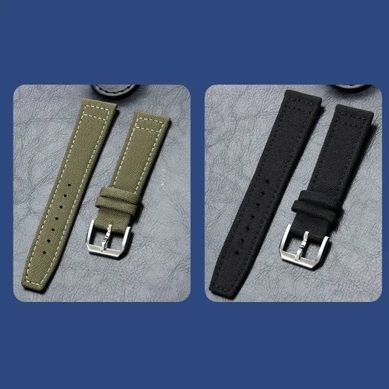 20mm 21mm 22mm Nylon Canvas Watch Strap for IWC PILOT PORTUGIESER PORTOFINO Watchband Fabric Belt Bracelet Cowhide Leather Wrist