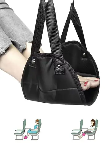 Airplane Footrest With Adjustable Strap, Portable Hammock Leg Rest, Perfect Travel Accessories