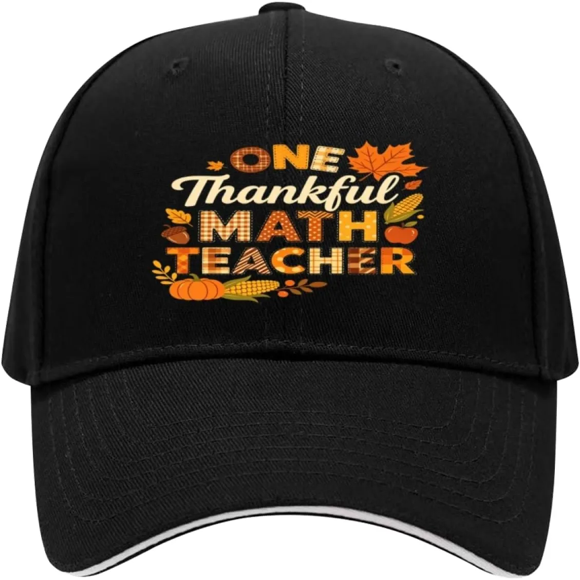 One Thankful Math Teacher Thanksgiving Sandwich Baseball Cap for Men