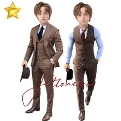 Formal Suit for Boys Wedding Jacket Pants Vest 3 Piece Blazer Kids Slim Fit Outfit 2-16 Years Old Clothing Fashionable Party Sui