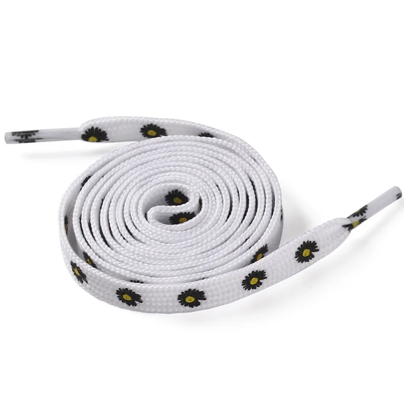Colorful Daisy Flat Cotton Shoelaces Replacement Shoe Laces for Canvas Sneakers White Shoes High Top Casual Shoes