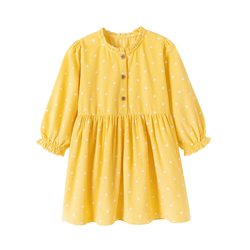 

Little maven Girl Long Sleeve Dress Autumn Spring Party Dress for Girls Casual Costume Dress Warm Winter Corduroy Girl Dress