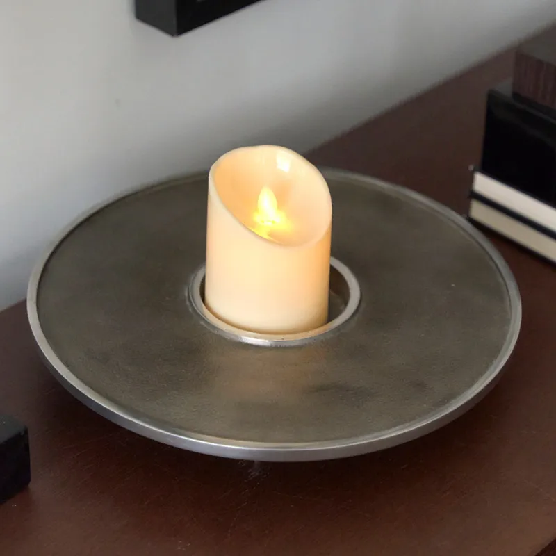 Indian jewelry aluminum gray candlestick model room B & B new Chinese retro atmosphere candlestick decoration ornament