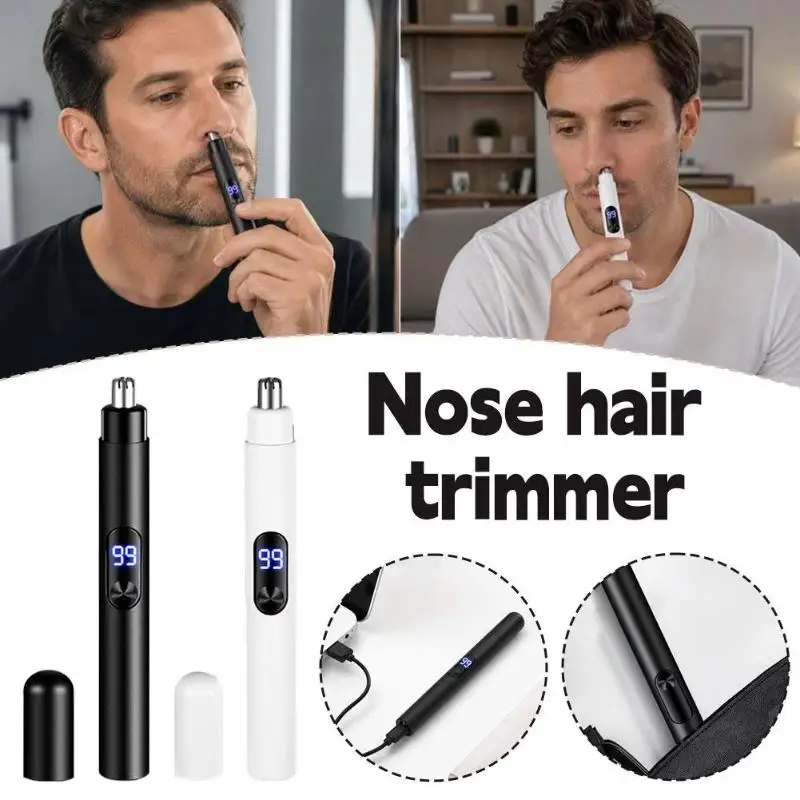 1 Set USB Rechargeable Mini Portable Electric Nose Hair Trimmer Touch Operation For Painless Nose Ear Eyebrow Hair Removal view 2
