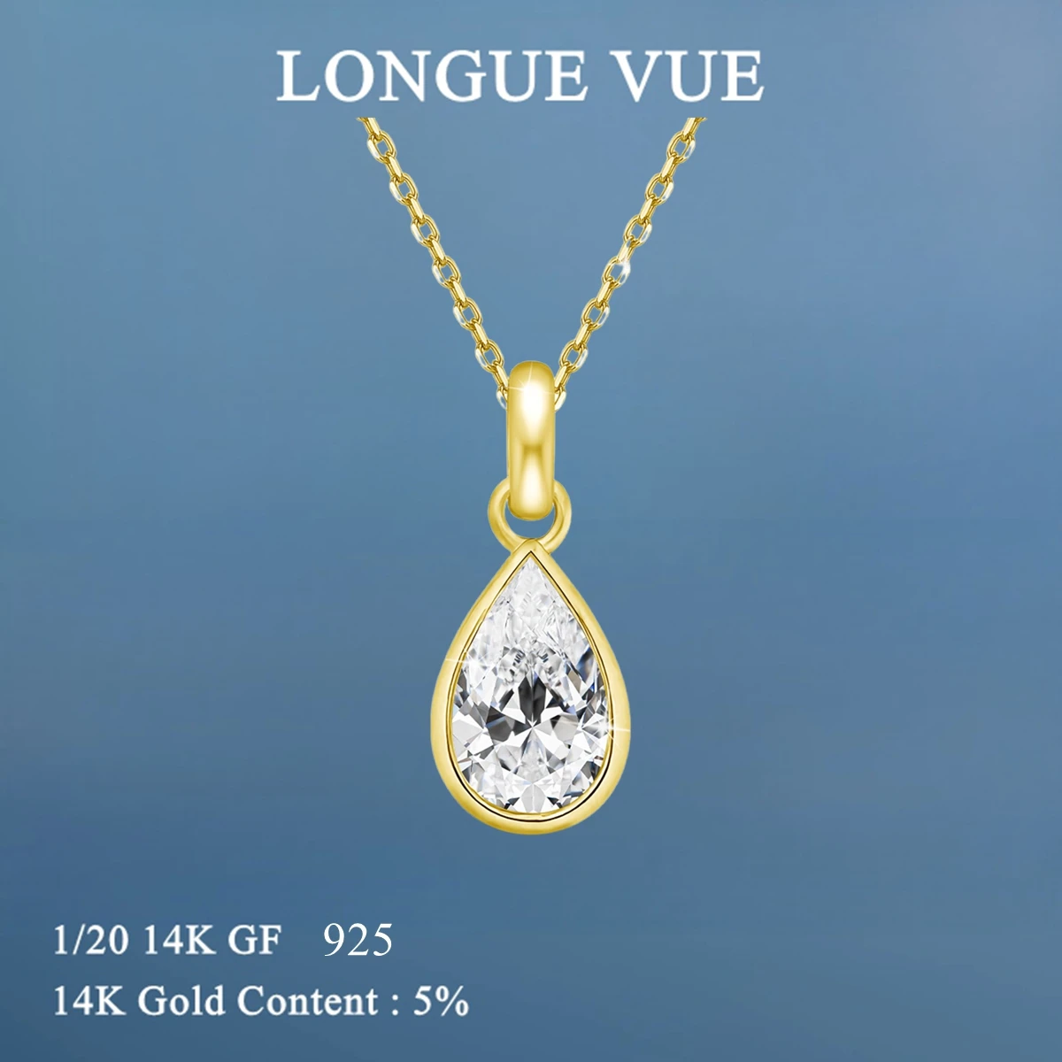 

1CT Moissanite Water Drop Pendant Necklace For Women 14K Gold Filled Teardrop Necklace Jewelry Girl Birthday Gift Fine Jewelry