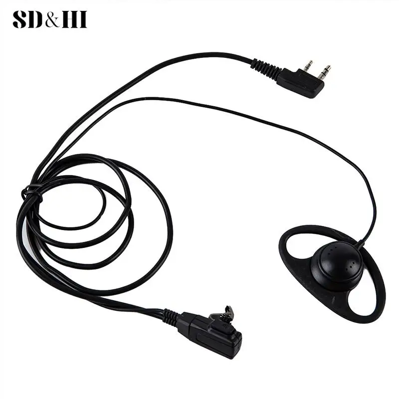 D Shape Soft Ear Hook Earpiece 2 Pin PTT With Mic Headset For UV-5R 888S 777S 666S BF  Walkie Talkie Headset BaoFeng Accessories