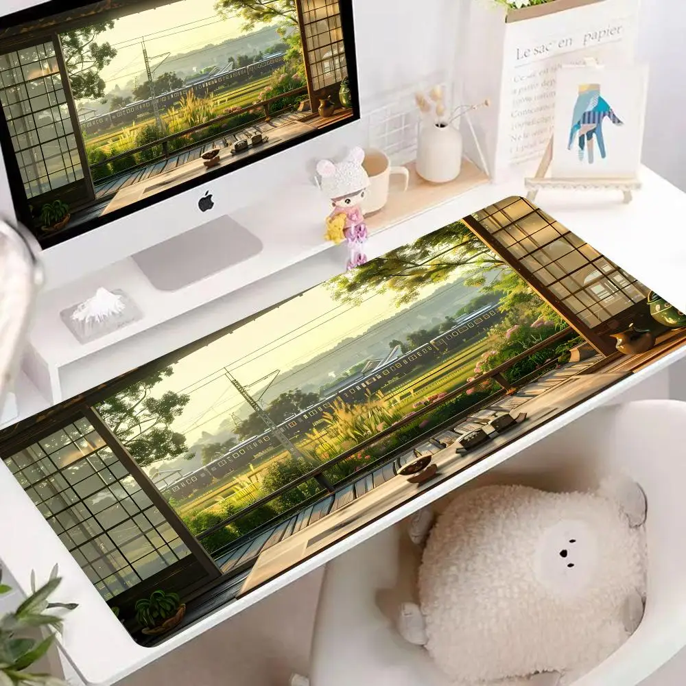 

Japanese-style House Landscape Mouse Pad Desk Mouse Pad Nice HD Desk Pad Extended Gaming Keyboard Mats Large XXL Gamer Mousepad