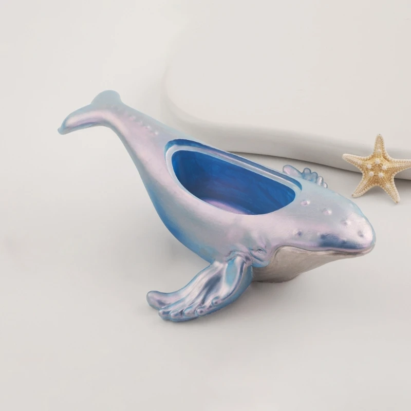 Portable Whale Ocean Themed Silicone Mold Craft Supplies for Plaster Holder Storage Jar and Home Decoration