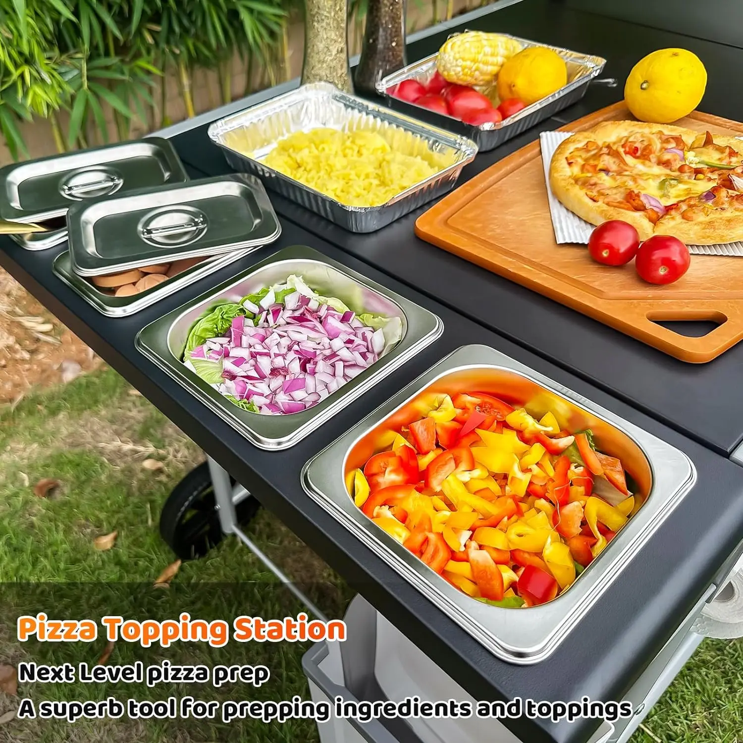 Imagem -03 - Pizza Forno Carrinho de Mesa para Outdoor Grill Alimentos Móveis e Prep Workcart Ooni Koda Karu Fyra 16 e 12 Pizza Topping Station