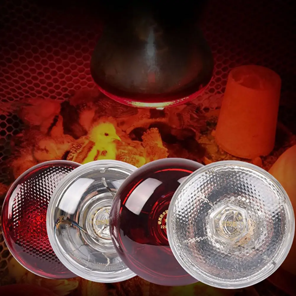 Poultry 220V Heating Lamp Bulb Thermal Preservation Heat Infrared Ray for Reptile Amphibian Pet Livestock 100/150/200/275W