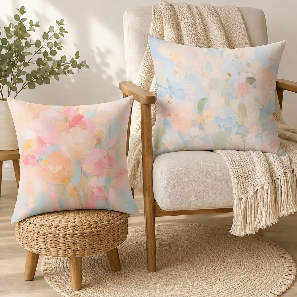 Soft Bloom Harmony Cushion Cover Soft Plush Cushion Case Throw Pillowcase Cozy Home Sofa Bed Living Room Bedroom Decor